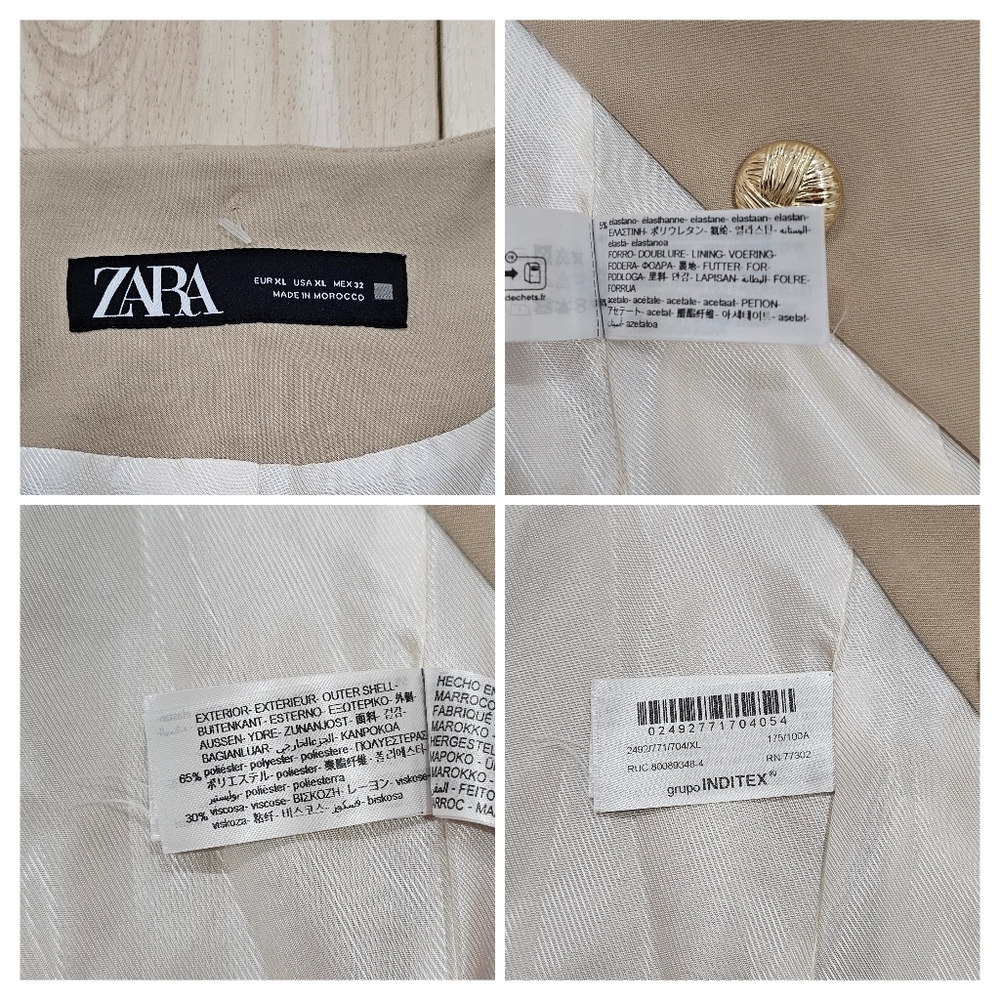 NEW Zara Beige round neck blazer Retro Structured Size XL Tik tok gold buttons - Picture 7 of 11